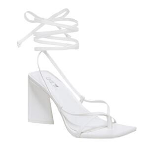 Bar III Women's Auroraa Lace Up Strappy Thong Dress Sandals White Size 8 1/2